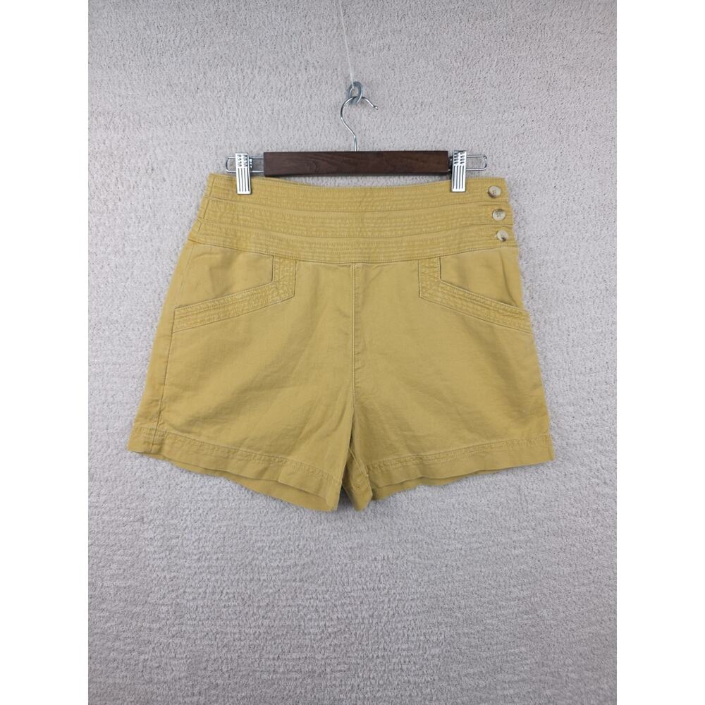 Anthropologie Mustard Yellow High-Waisted Button Detail Shorts Size 2